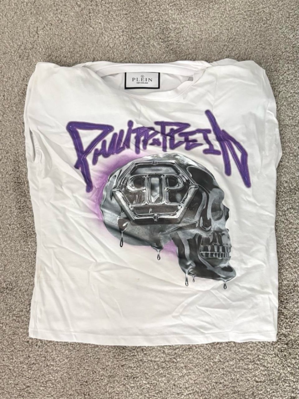 Philipp Plein White Graphic Skull Crewneck T-Shirt